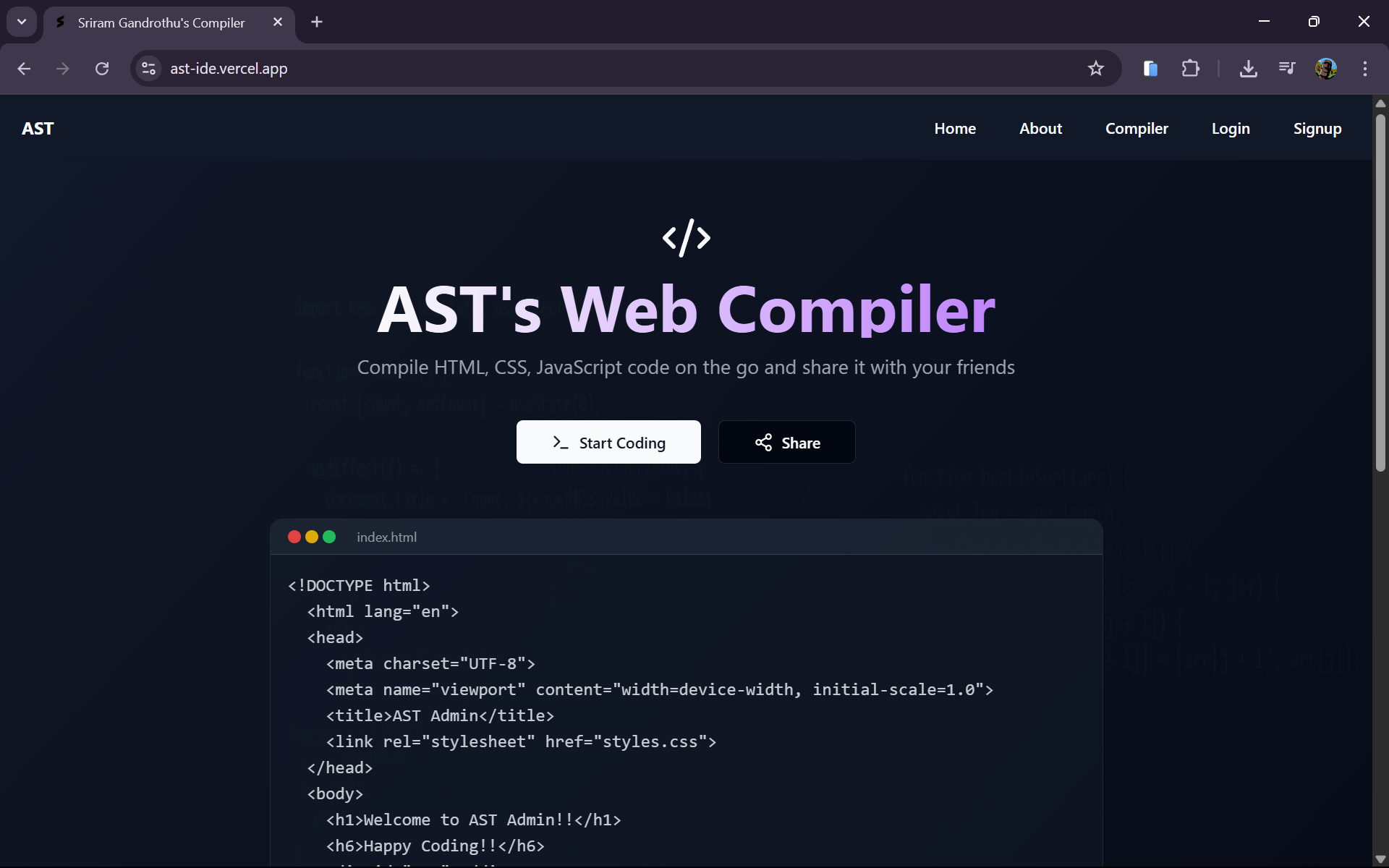 AST Web Compiler